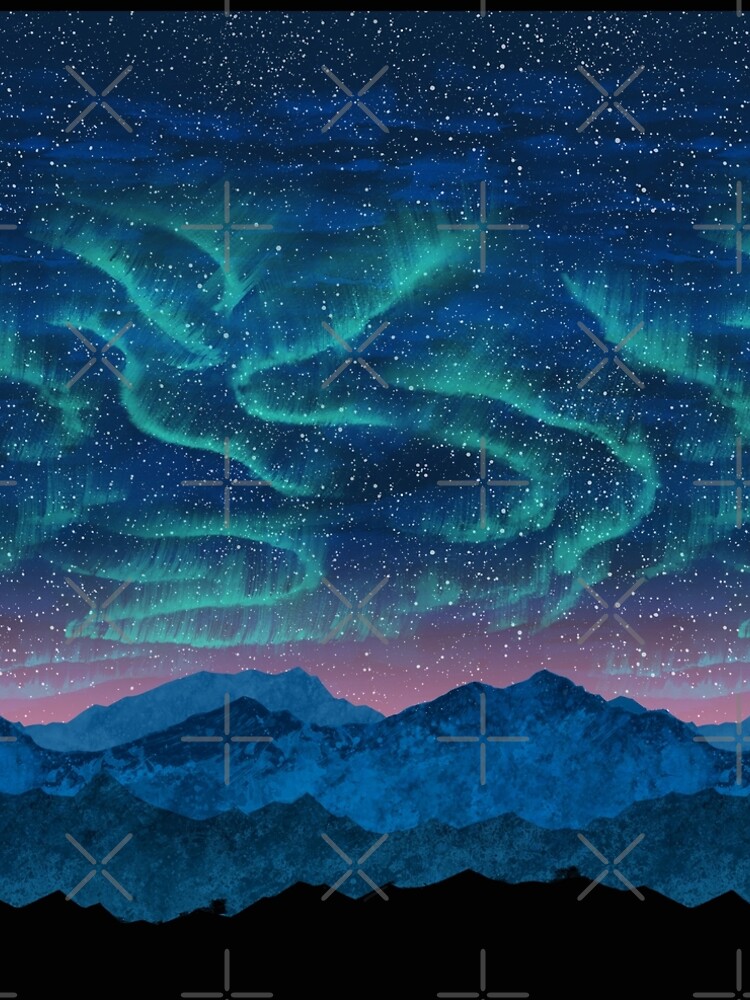 Aurora borealis over mountains by Nozzas