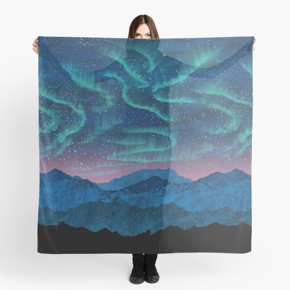 Aurora borealis over mountains Scarf