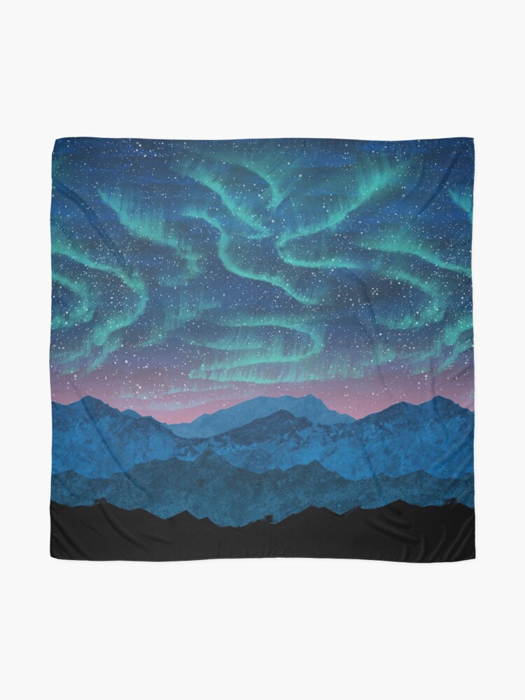 Alternate view of Aurora borealis over mountains Scarf