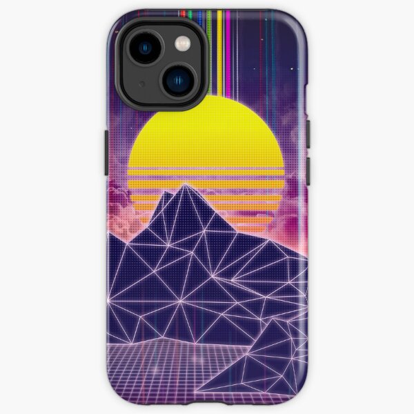 Sunset and Digital Mountain iPhone Tough Case