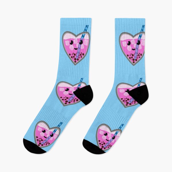 Item preview, Pink Bubble Tea Heart on blue designed and sold by SubtleSplit.