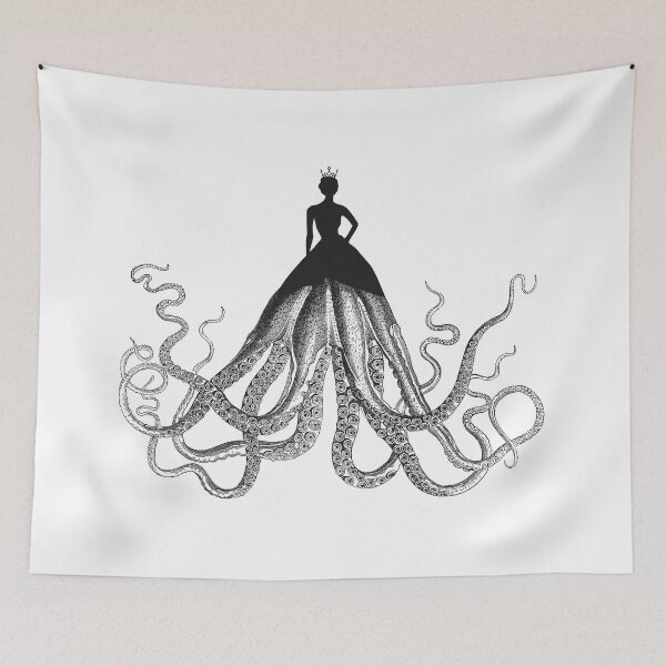 Item preview, the queen of octopuses, graphic and black and white designed and sold by keera66.