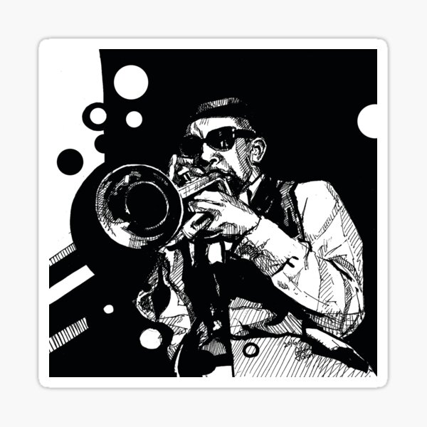 JAZZY sound - jazz musician drawing - trumpet Sticker