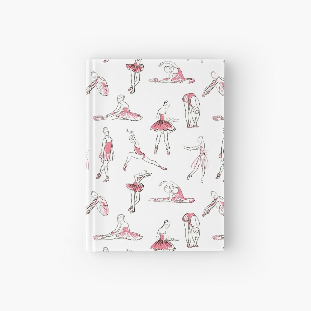 ballerina standing in a pose seamless pattern Hardcover Journal