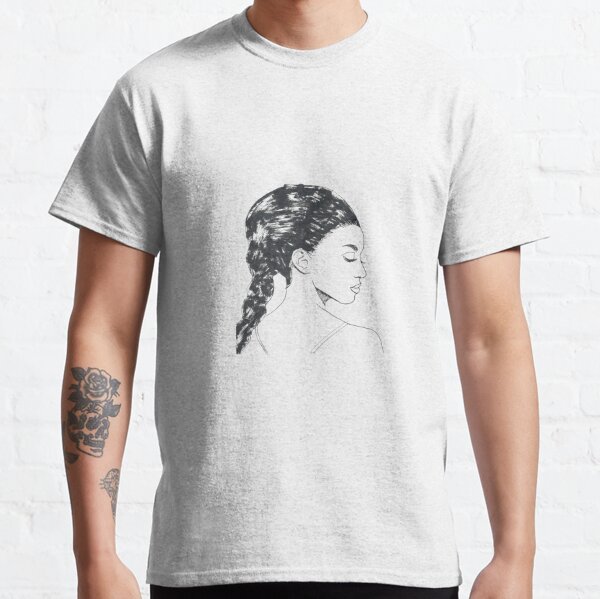 portrait of a woman in black and white made in profile and in Indian ink Classic T-Shirt