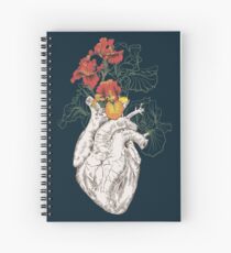 drawing Human heart with flowers Spiral Notebook