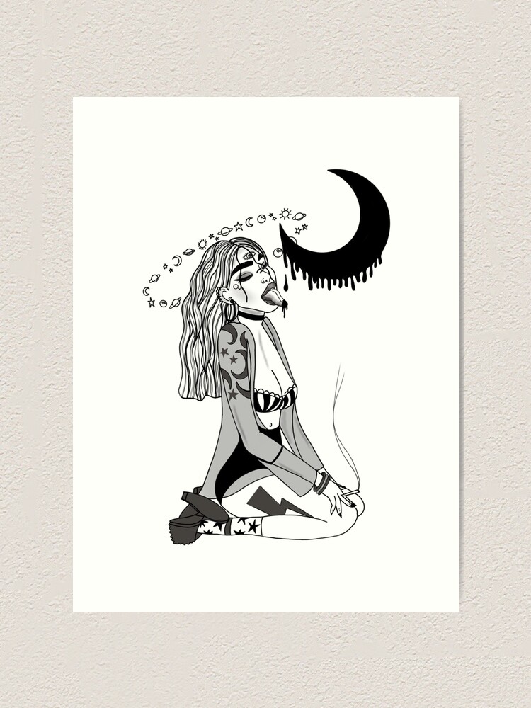 Moon witch naughty alien tattoo design Moon witch naughty alien tattoo design