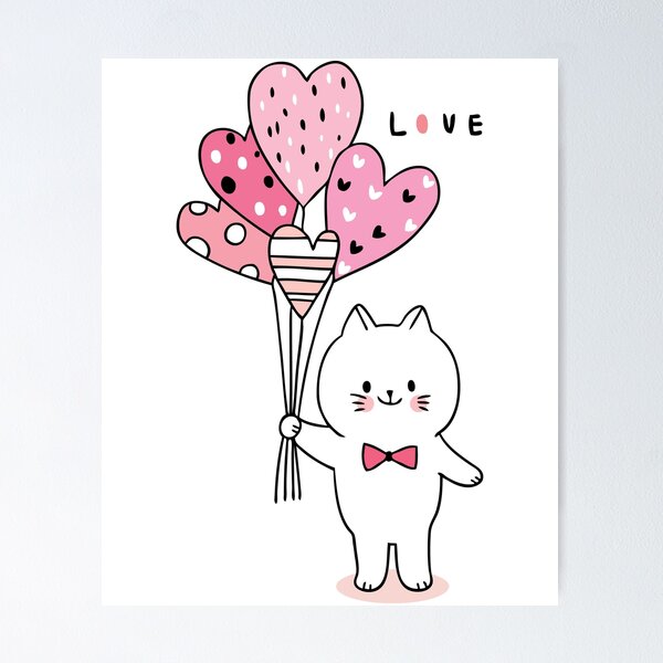 Premium Vector  Cute cat kitten with heart cartoon doodle