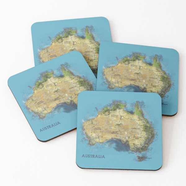 Item preview, Watercolor Illustration of Australia Map designed and sold by Tansel Diplikaya.
