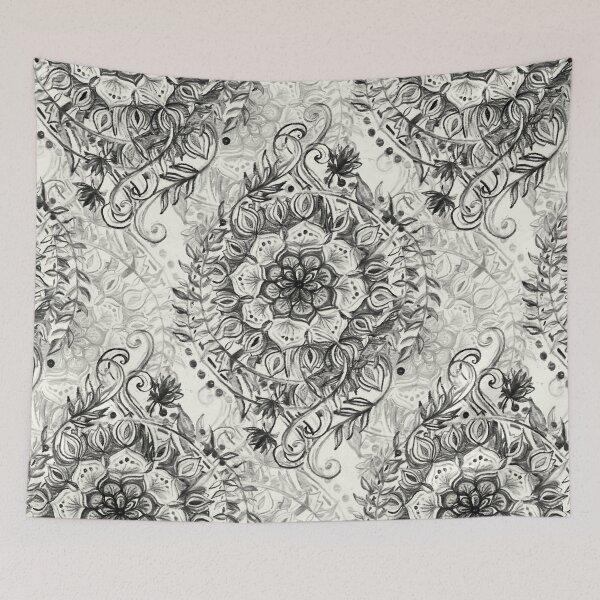 Item preview, Messy Boho Floral in Charcoal and Cream  designed and sold by micklyn.