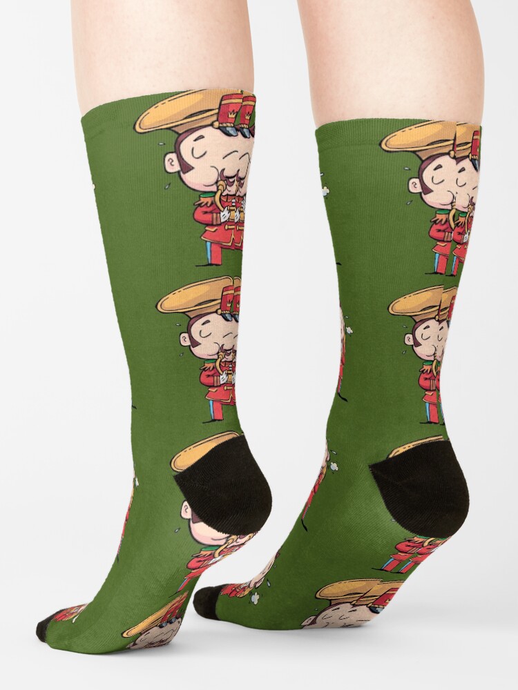 Alternate view of military musician playing a trombone Socks