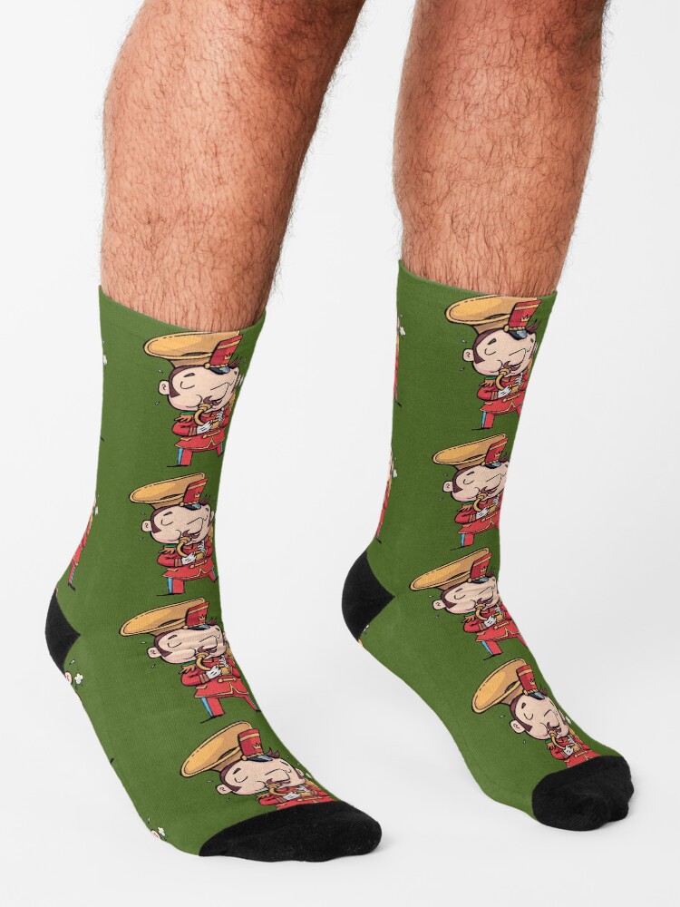 Alternate view of military musician playing a trombone Socks