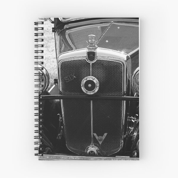 Item preview, A black and white image of the front of a 1930s Morris 10/6 on display at a car show designed and sold by Graham Cornall.