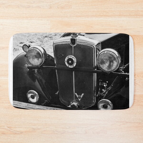 Item preview, A black and white image of the front of a 1930s Morris 10/6 on display at a car show designed and sold by Graham Cornall.