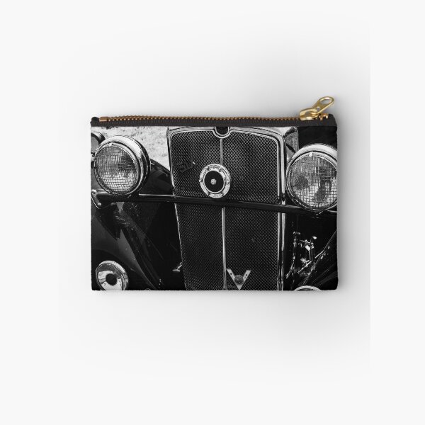 Item preview, A black and white image of the front of a 1930s Morris 10/6 on display at a car show designed and sold by Graham Cornall.