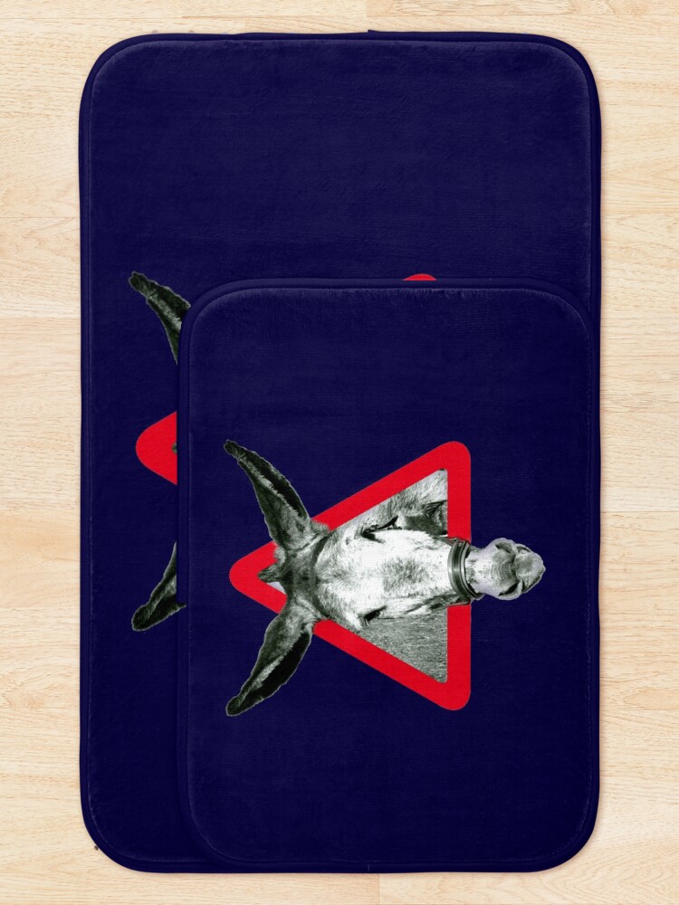 Vista alternativa de Alfombra de baño Peligro: Súper Terco - señal de advertencia
