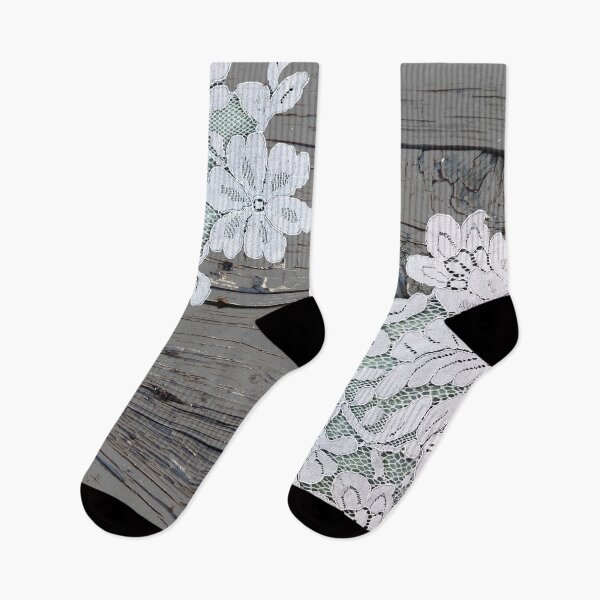 Item preview, Primitive bohemian chic rustic grey barn wood lace  designed and sold by LEILA ART SPACE.
