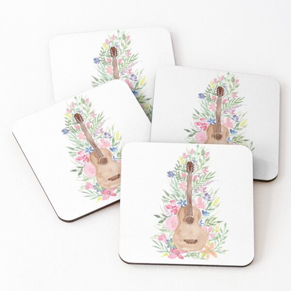 Item preview, Watercolor Acoustic Guitar with Flowers designed and sold by Harpley Design Studio.