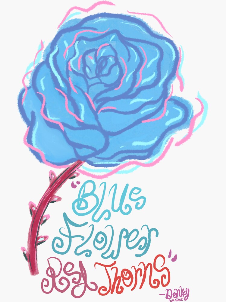 "Vintage Style “Blue Flower, Red Thorns” Shrek Fan Art" Sticker by
