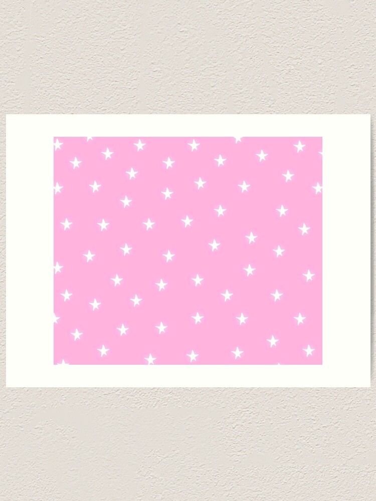 Pink Background With Stars Art Print By Jenbun Redbubble