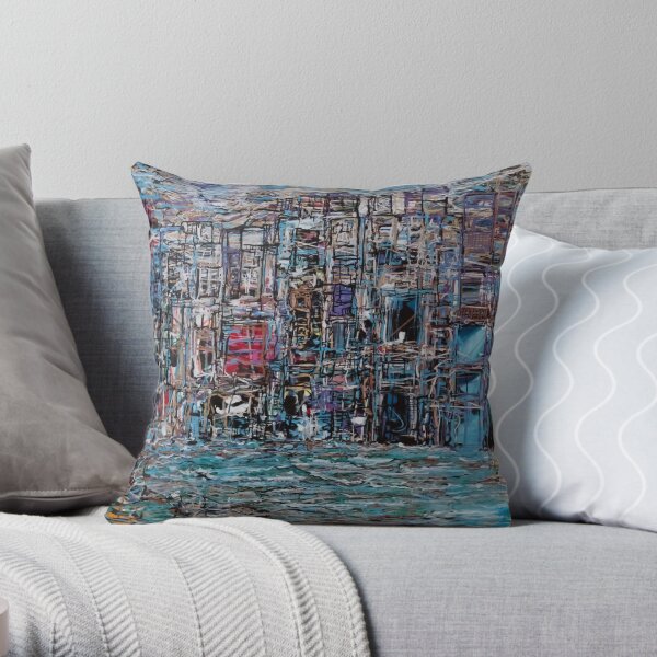 Abstract Marker Drawing of City by Chicago Artist Gary Bradley Throw Pillow