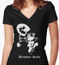 Beethoven Rocks! Women's Fitted V-Neck T-Shirt