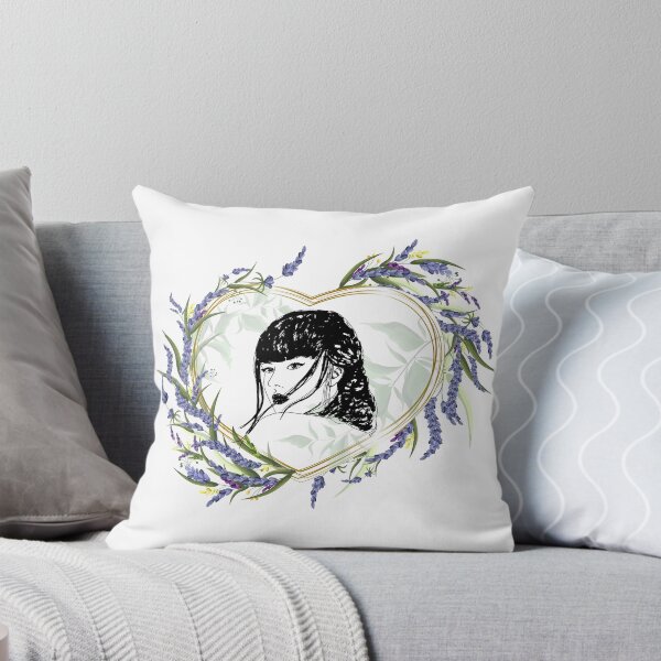 Item preview, black and white woman portrait in heart frame with lavender flowers designed and sold by keera66.