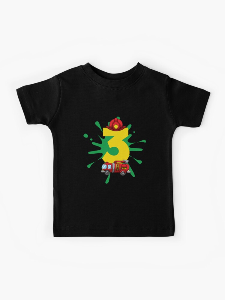 T Shirt Enfant Camion De Pompier 3e Anniversaire Pompier 3 Ans Vieux Garcon Par Borndesign Redbubble