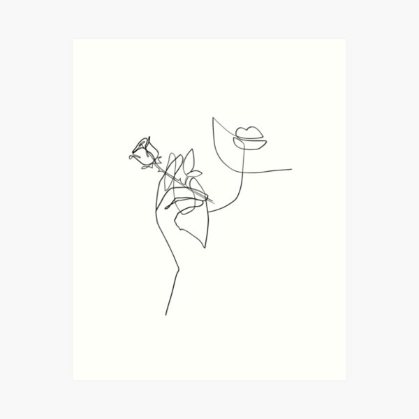 Rose is my favorite - Line Art Art Print