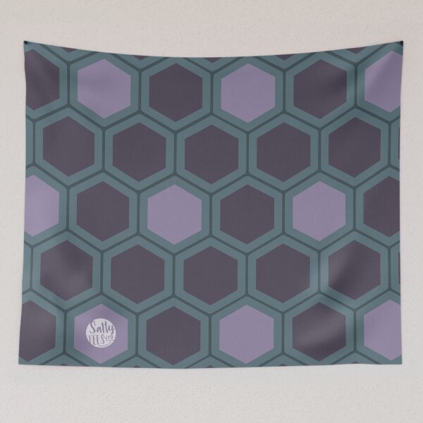 Aperçu de l'œuvre HONEYCOMB | TEAL + AUBERGINE créée et vendue par saltyteesandco.