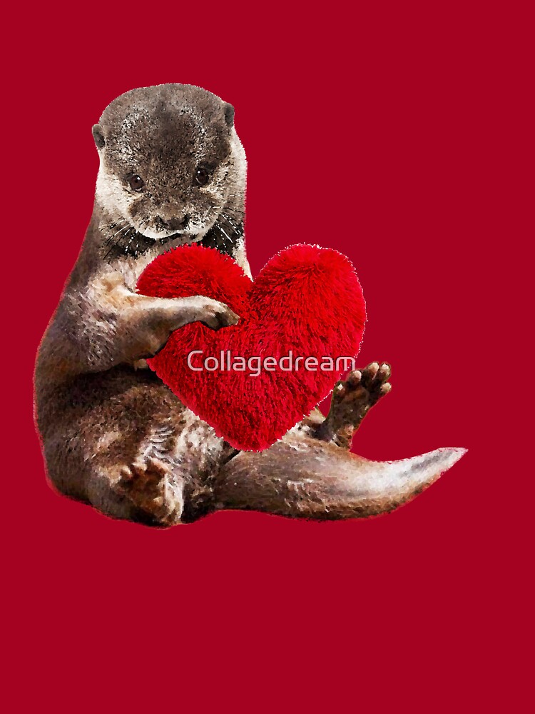 Otter and love, sweet red heart Leggings for Sale by Collagedream