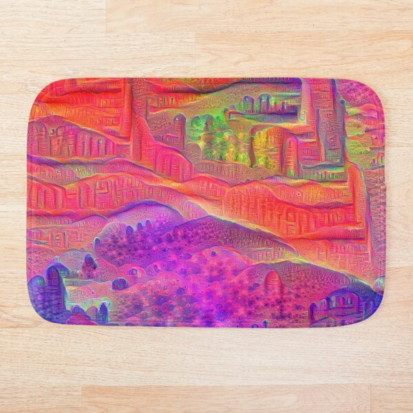 DeepDream Tomato Steelblue Bath Mat