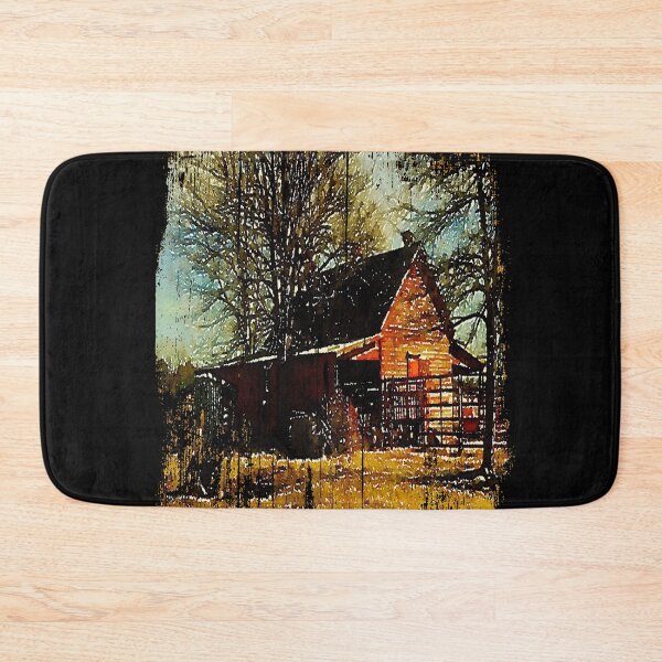 Item preview, Rural watercolor landscape Autumn western country red barn  designed and sold by LEILA ART SPACE.