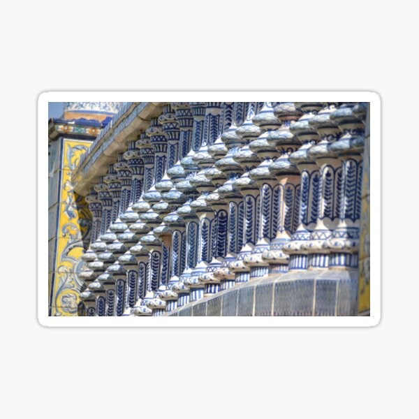 Ceramic posts on one of the bridges at the Plaza de España in Sevilla Sticker