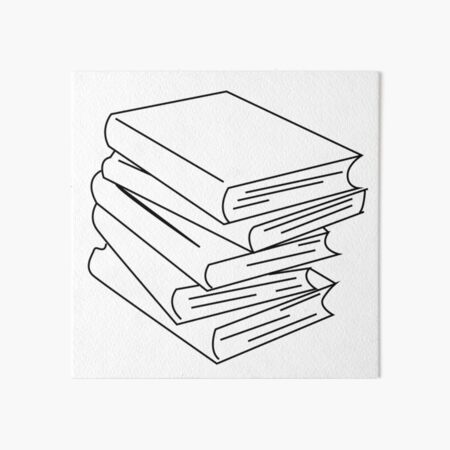 Stacked Books Line Drawing Art Board Print By Artsyjulez Redbubble