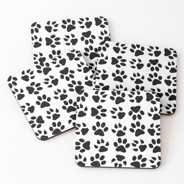 Item preview, White on Black Puppy Paw Prints designed and sold by obscenegraphics.
