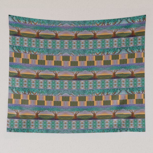 Item preview, Bohemian Pattern of Rainbow Sunset with Tree and Stars designed and sold by WatersEdgeGal.