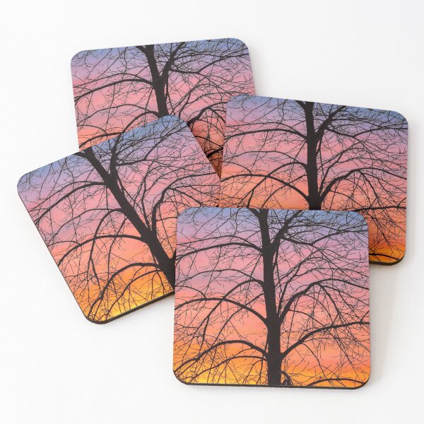 Item preview, silhouette of bare tree during golden hour designed and sold by Man Of Pixels.