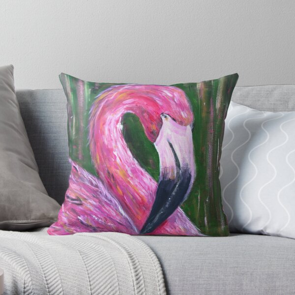 Summer Flamingo Throw Pillow