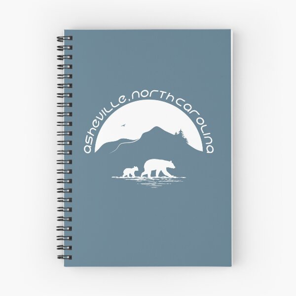 Item preview, Asheville, NC - Mountains & Black Bears - White on Greyblue designed and sold by Serena's Asheville Merch.
