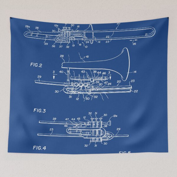 Item preview, Tenor Trombone Patent - White designed and sold by InkedArtPrints.