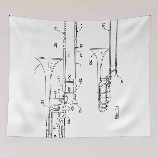 Item preview, Slide trombone patent - black designed and sold by InkedArtPrints.