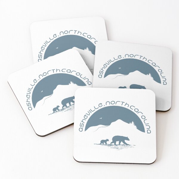 Artikelvorschau, Asheville, NC – Berge und Schwarzbären – Graublau auf Weiß entworfen und verkauft von Serena's Asheville Merch.
