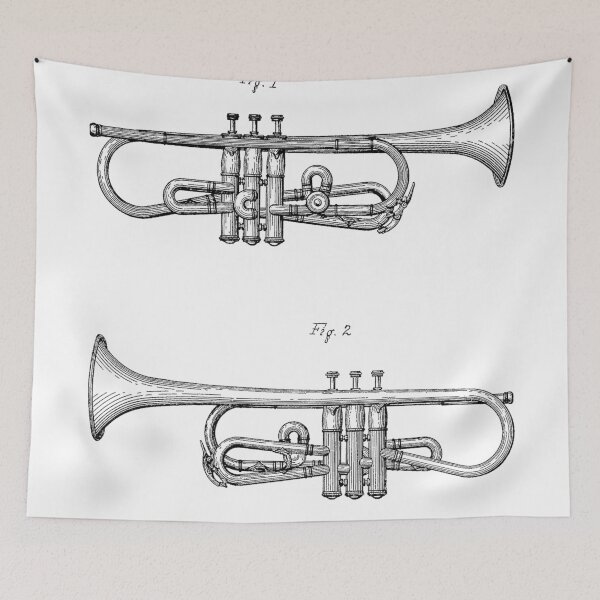 Item preview, Trumpet Design Patent - Black designed and sold by InkedArtPrints.