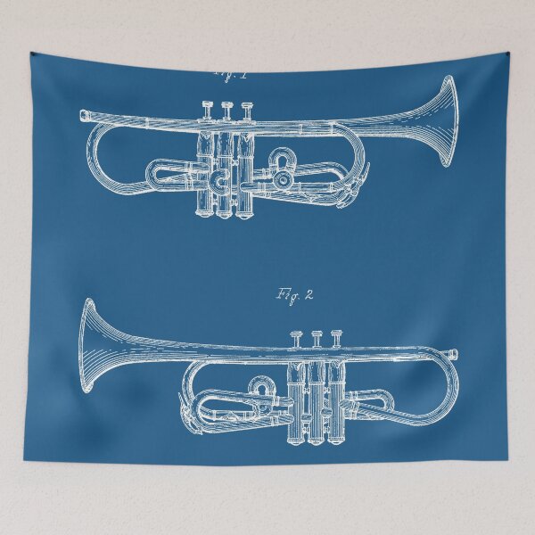 Item preview, Trumpet Design Patent - White designed and sold by InkedArtPrints.