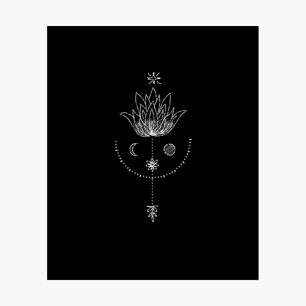 Lotus Flower Sun and Moon Tattoo Style Design Gift Lotus Flower Sun and Moon Tattoo Style Design Gift