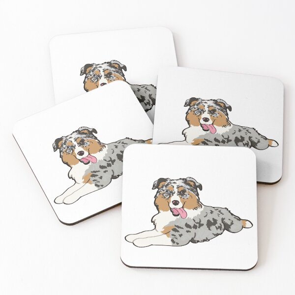 Item preview, Blue Merle Aussie Laying down / blue Merle Australian Shepherd Dog designed and sold by Ivy Fox Illustration.