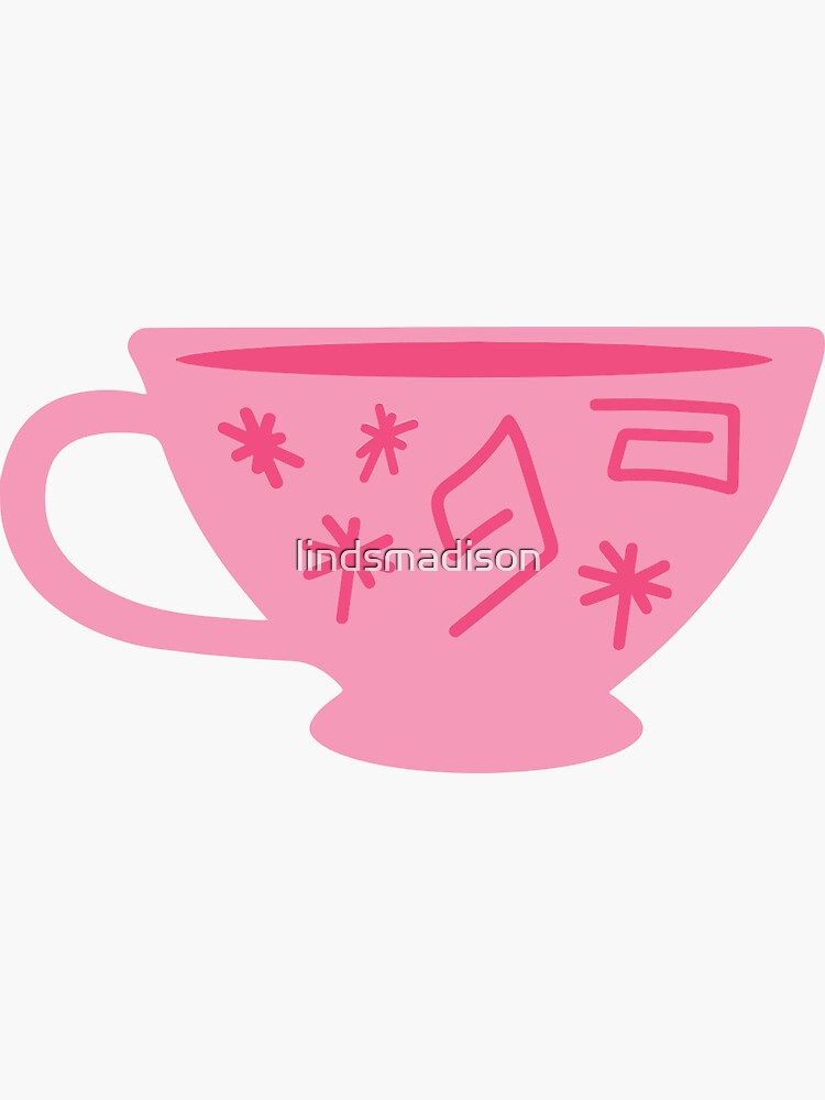 aesthetic books and tea cup - pink Sticker for Sale by