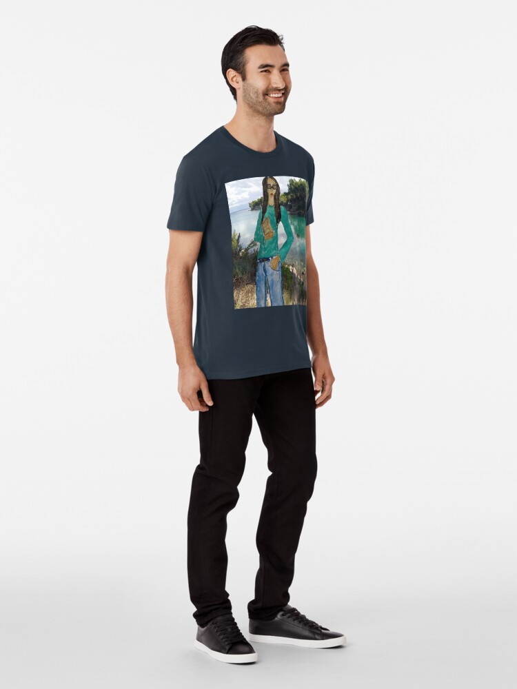 Alternate view of A GIRL HOLDING A BOOK Premium T-Shirt