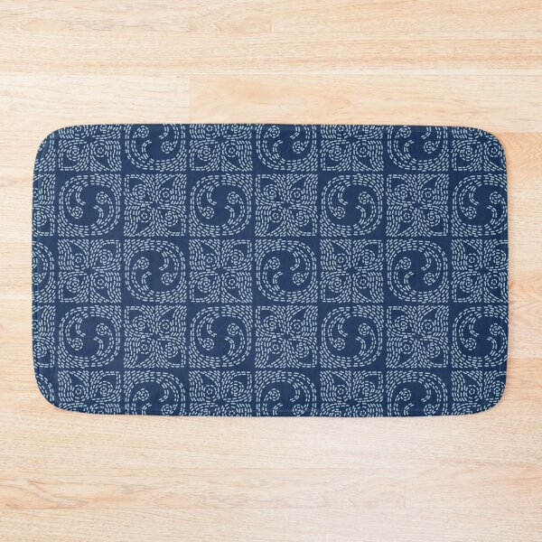 Item preview, Indigo blue sashiko style japanese embroidery pattern. designed and sold by Limolida.